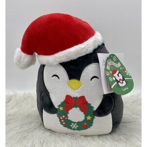 Squishmallow NWT 8” Christmas Luna Penguin Santa Hat Wreath Canadian Exclusive